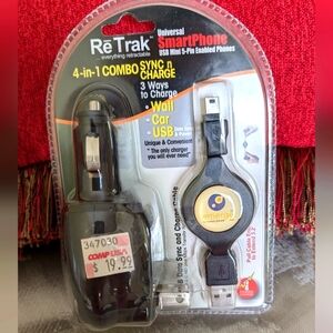 NWT ReTrack RETRACTABLE UNIVERSAL SMARTPHONE USB MINI 5-PIN ENABLED PHON…